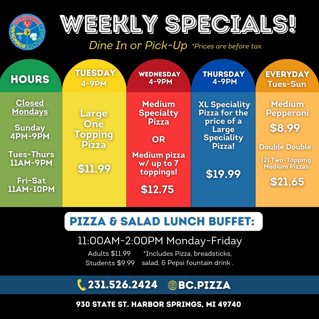 Menu Harbor Springs B.c. Pizza-3